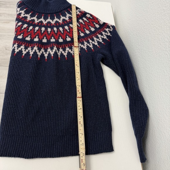 J.Crew Fair Isle Nordic Wool Blend Ski Sweater Navy Red White Size Large Cozy - Picture 7 of 7